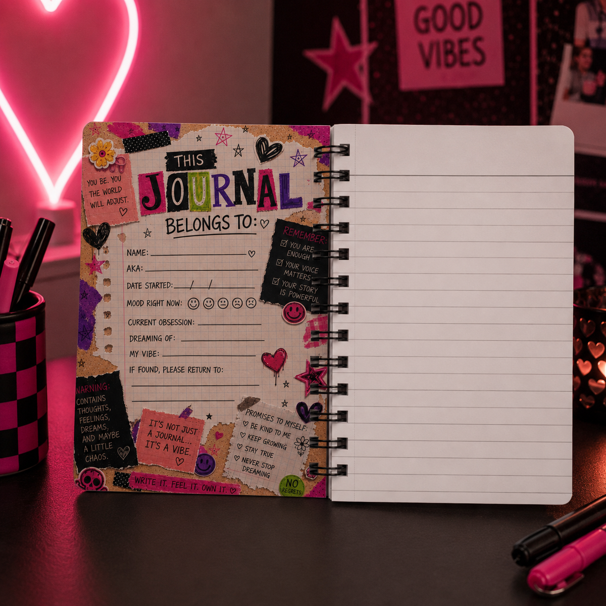 Journal — Bold Feminist Illustrated Spiral Notebook: "Your Story. Your Rules. Your Revolution."