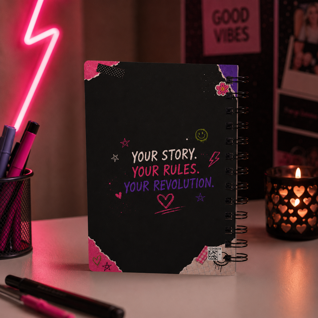 Journal — Bold Feminist Illustrated Spiral Notebook: "Your Story. Your Rules. Your Revolution."
