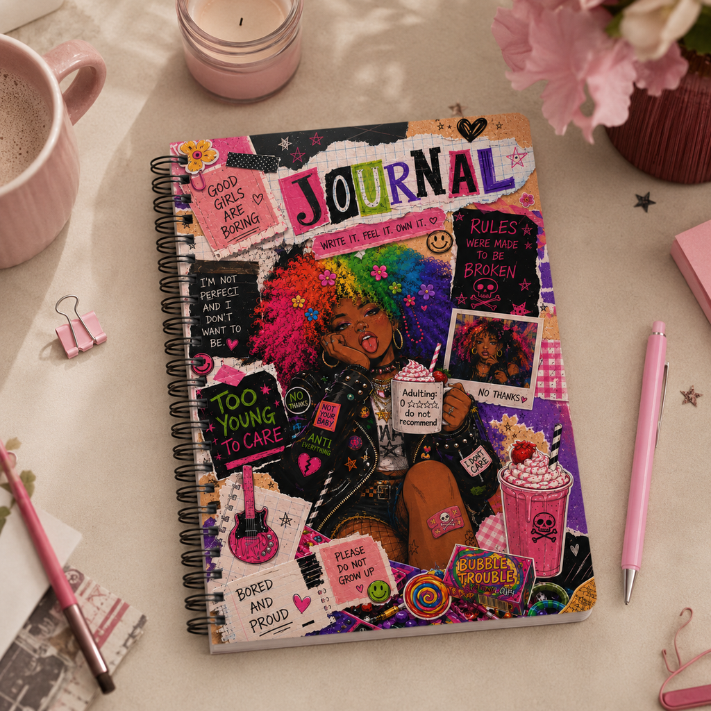 Colorful Punk Girl Journal — A5 Spiral Notebook (Wirobound Softcover)