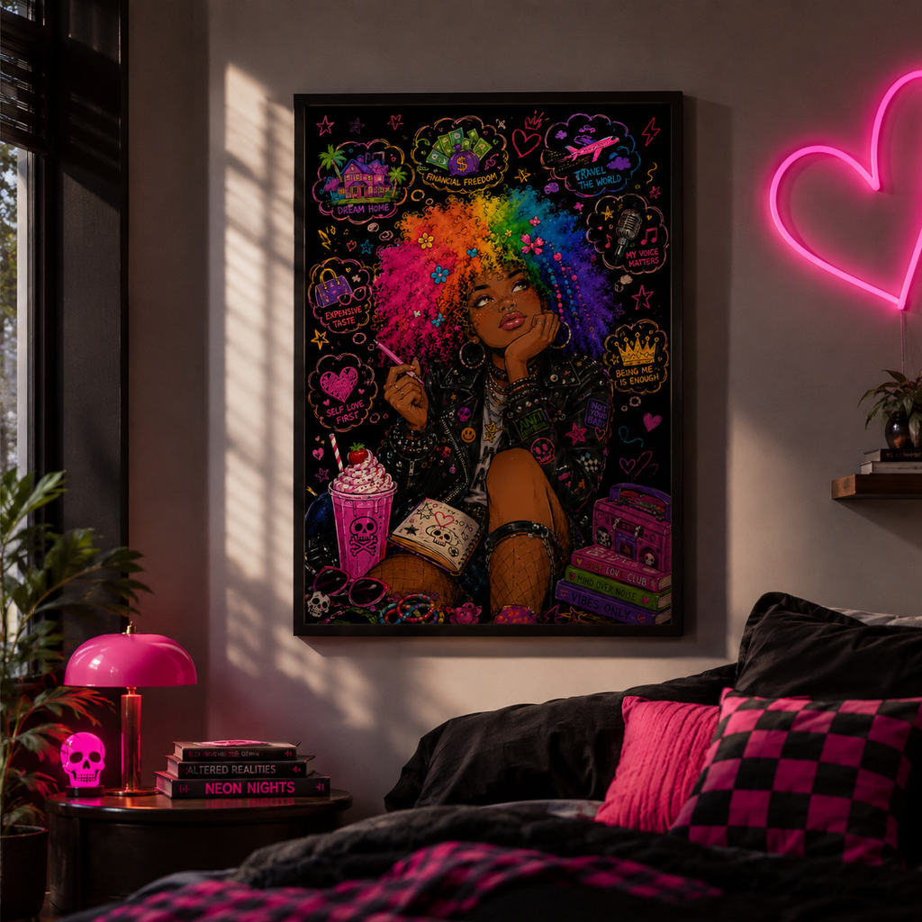 Gloss Poster — Rainbow Afro Girl Pop Art Print
