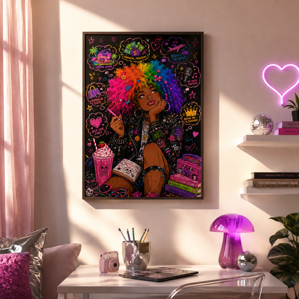 Gloss Poster — Rainbow Afro Girl Pop Art Print