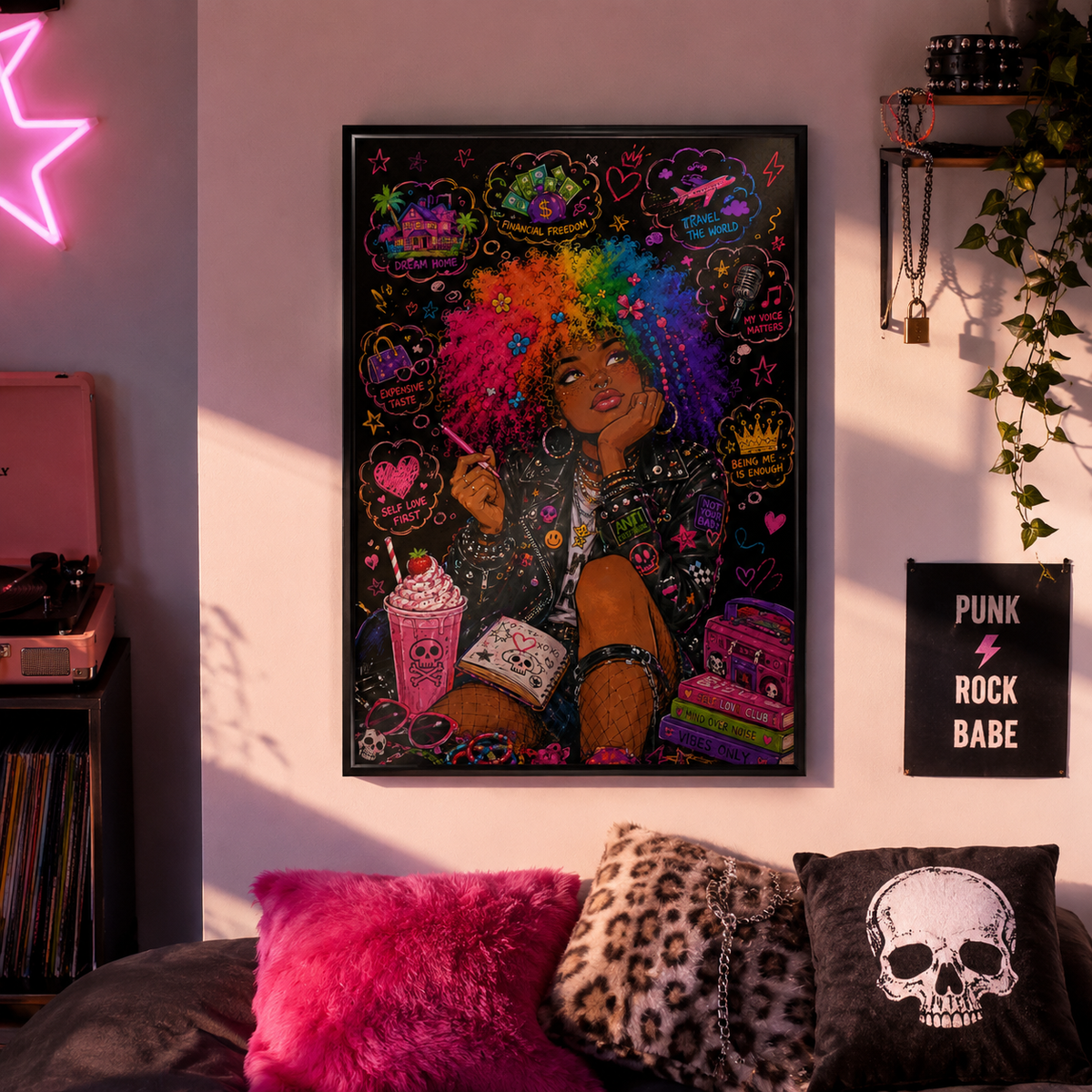 Gloss Poster — Rainbow Afro Girl Pop Art Print