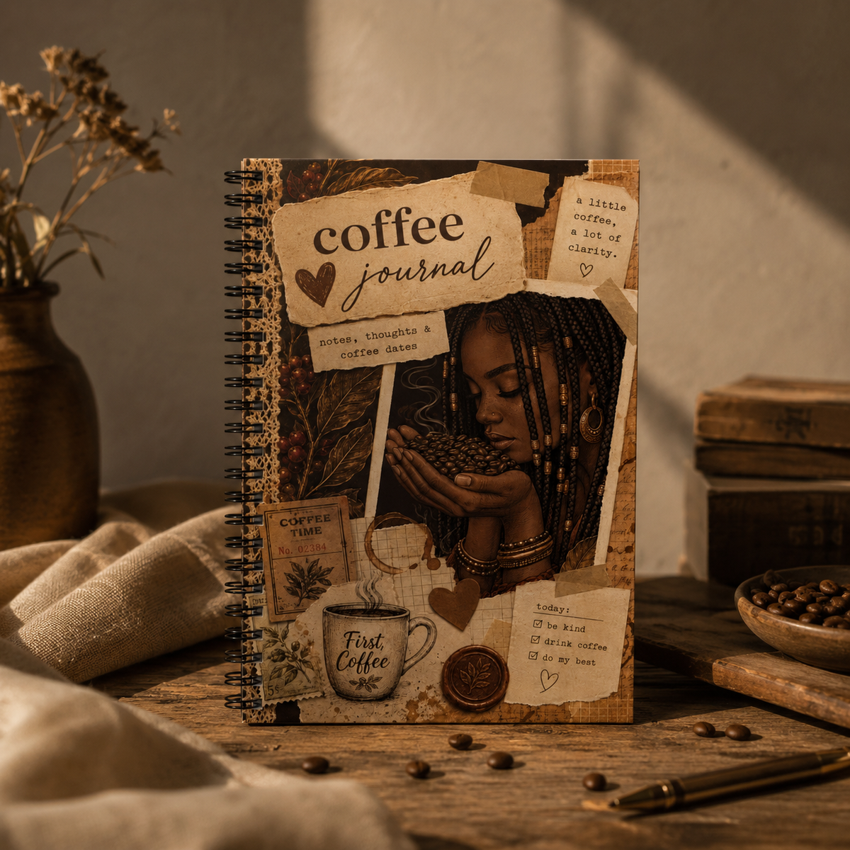 Coffee Journal Spiral Notebook — Ruled Lined Coffee Lover’s Journal