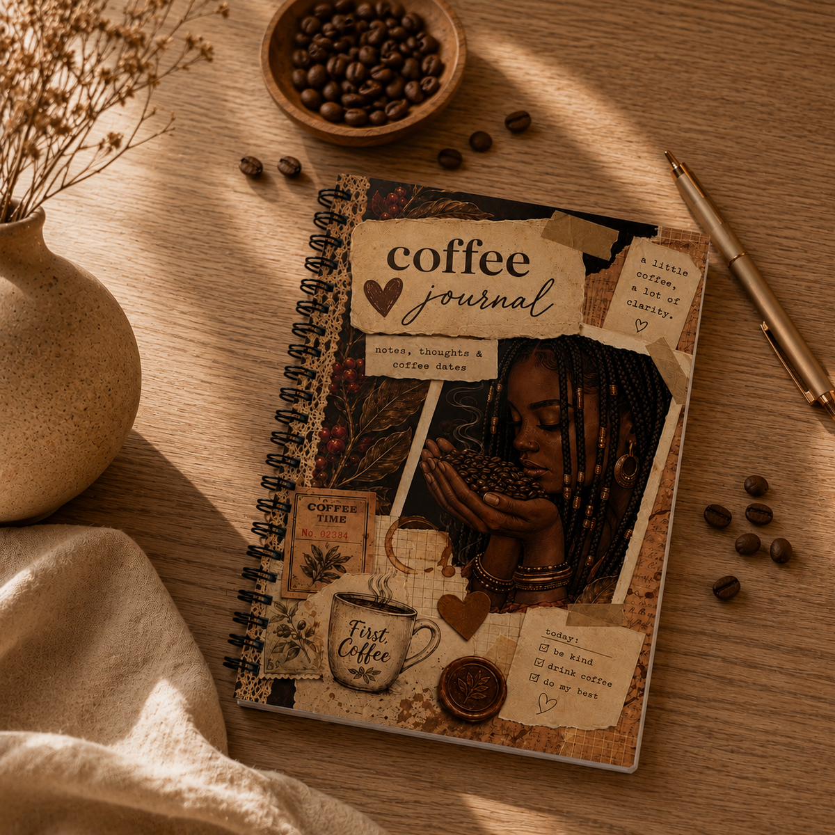 Coffee Journal Spiral Notebook — Ruled Lined Coffee Lover’s Journal