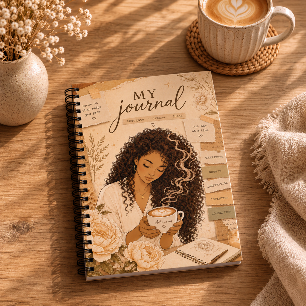 My Journal Spiral Notebook — Cozy Floral Guided Ruled Notebook for Gratitude, Self-Care & Daily Reflection