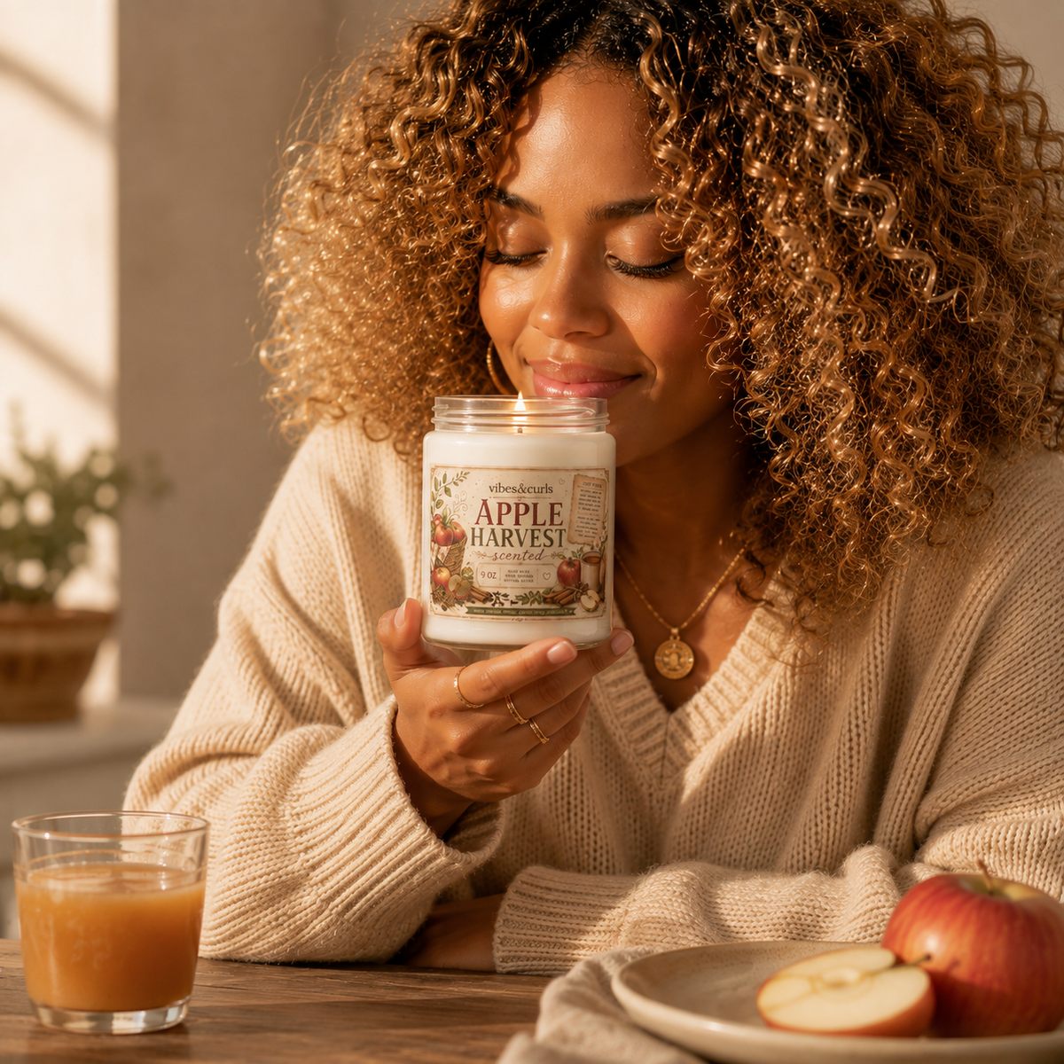 Apple Harvest Scented Soy Candle — 9oz Autumn Spice & Fresh Apple Jar
