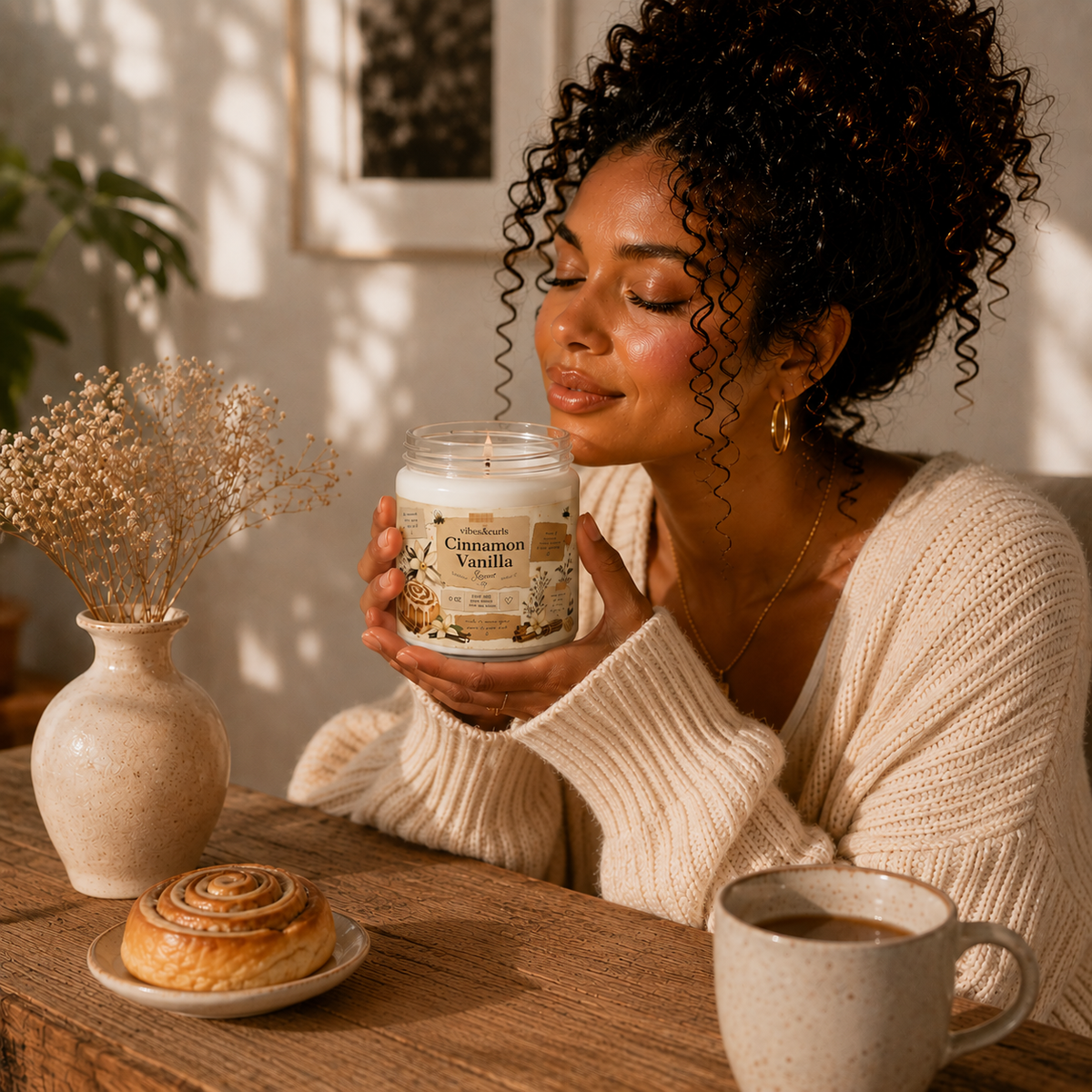 Cinnamon Vanilla Soy Candle — 9oz Scented Jar (Warm Bakery + Cozy Spice)