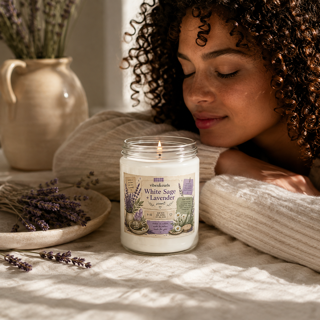 White Sage & Lavender Soy Candle — 9oz Aromatherapy Scented Jar