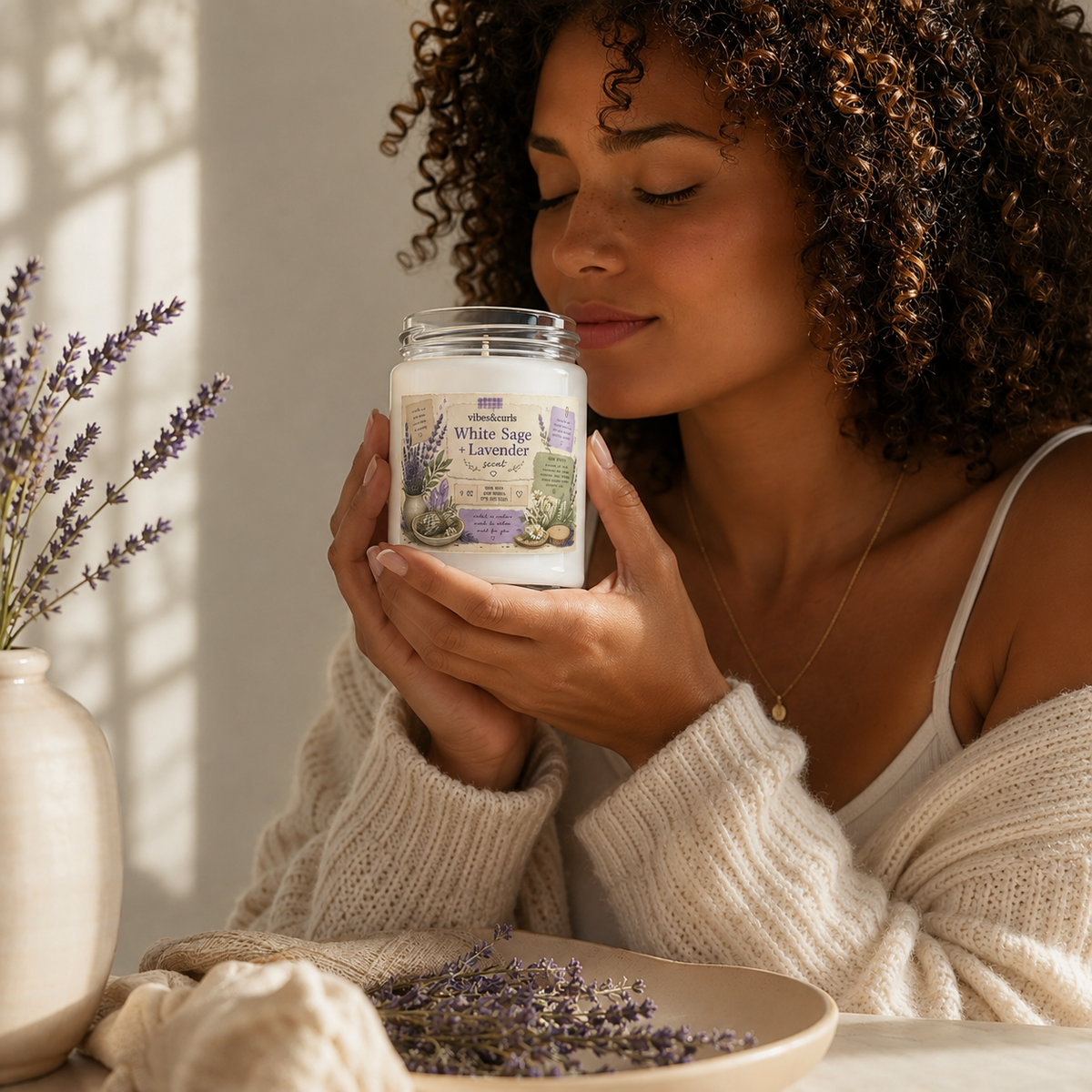 White Sage & Lavender Soy Candle — 9oz Aromatherapy Scented Jar