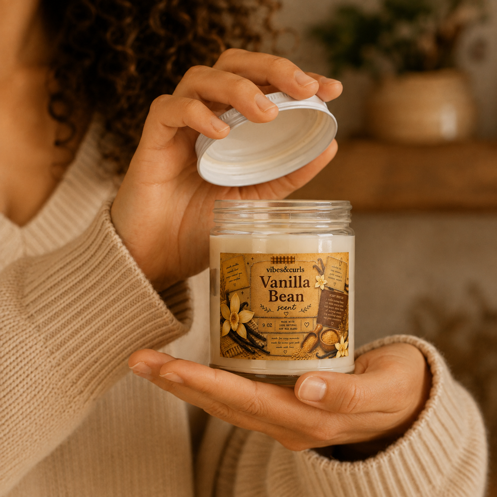 Vanilla Bean Soy Candle - 9oz Scented Jar with White Lid