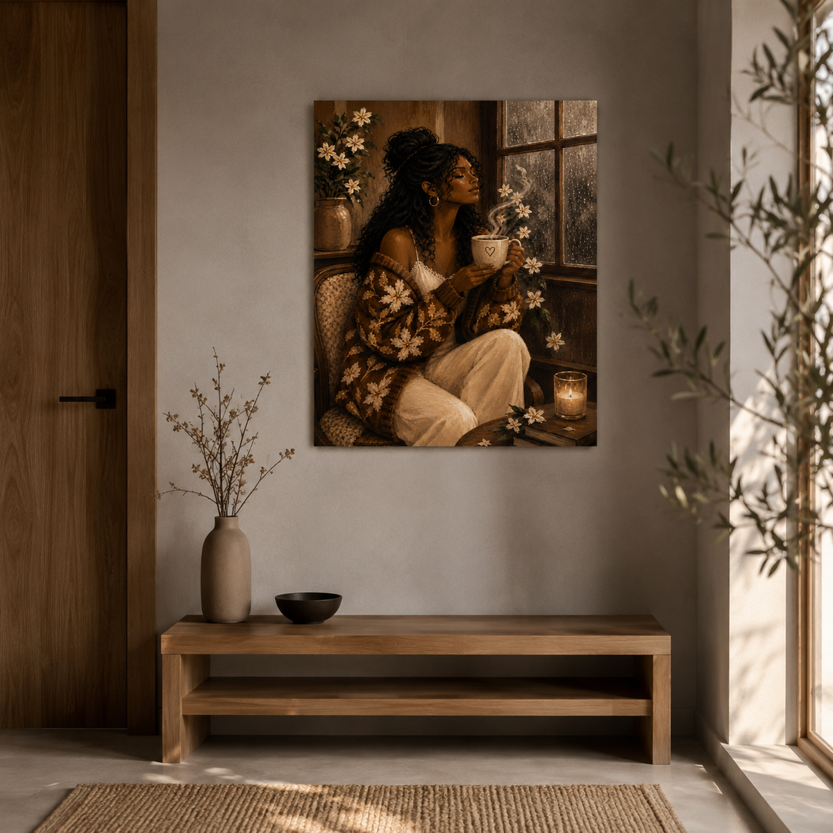 Warm Café Scene Stretched Wall Decor