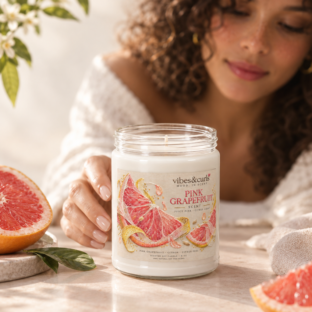 Pink Grapefruit Citrus Soy Candle — 9oz Jar (Juicy Fresh Scent)