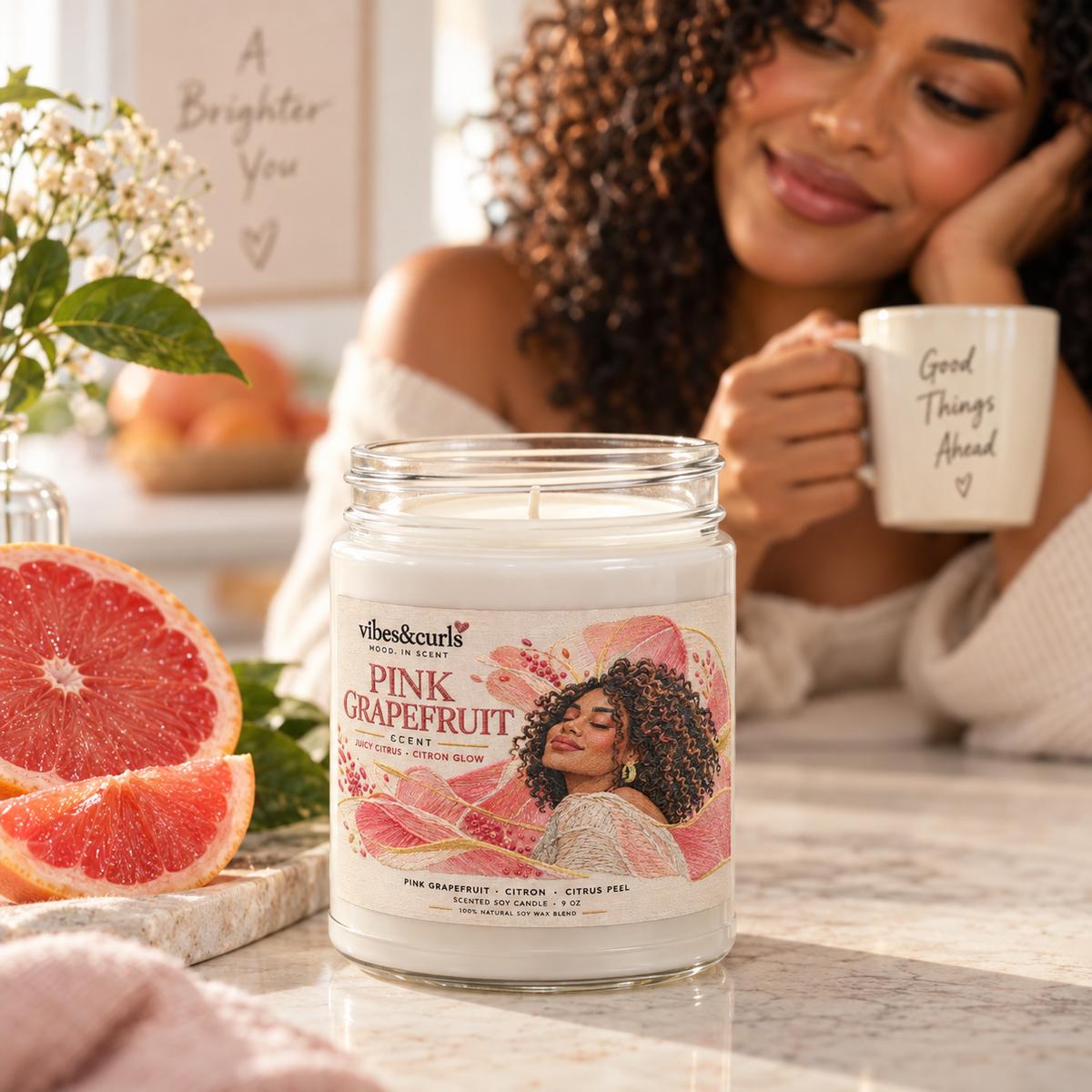 Pink Grapefruit Soy Candle — 9oz Juicy Citrus Fragrance