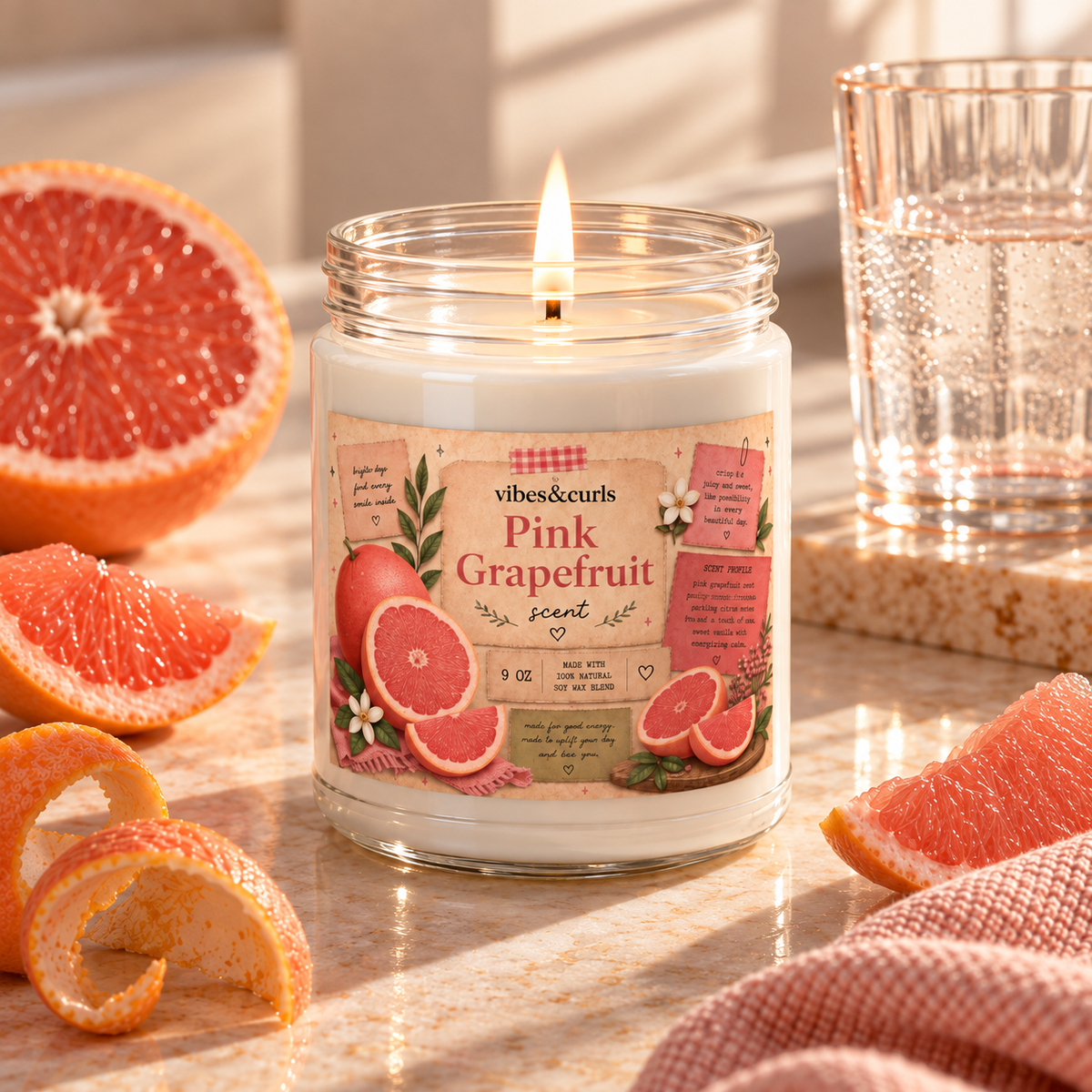 Monday Reset Candle | Pink Grapefruit Soy Candle 9 oz | Fresh Start