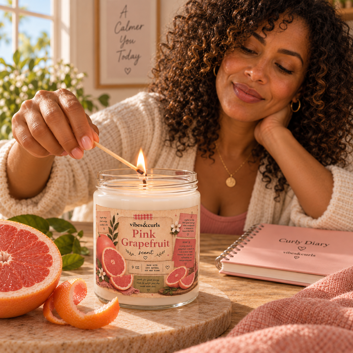 Monday Reset Candle | Pink Grapefruit Soy Candle 9 oz | Fresh Start