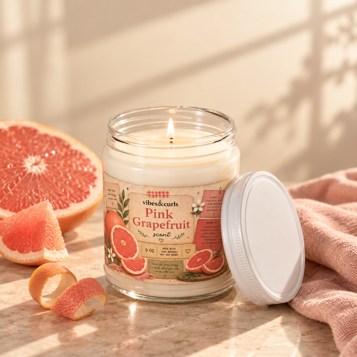 Monday Reset Candle | Pink Grapefruit Soy Candle 9 oz | Fresh Start