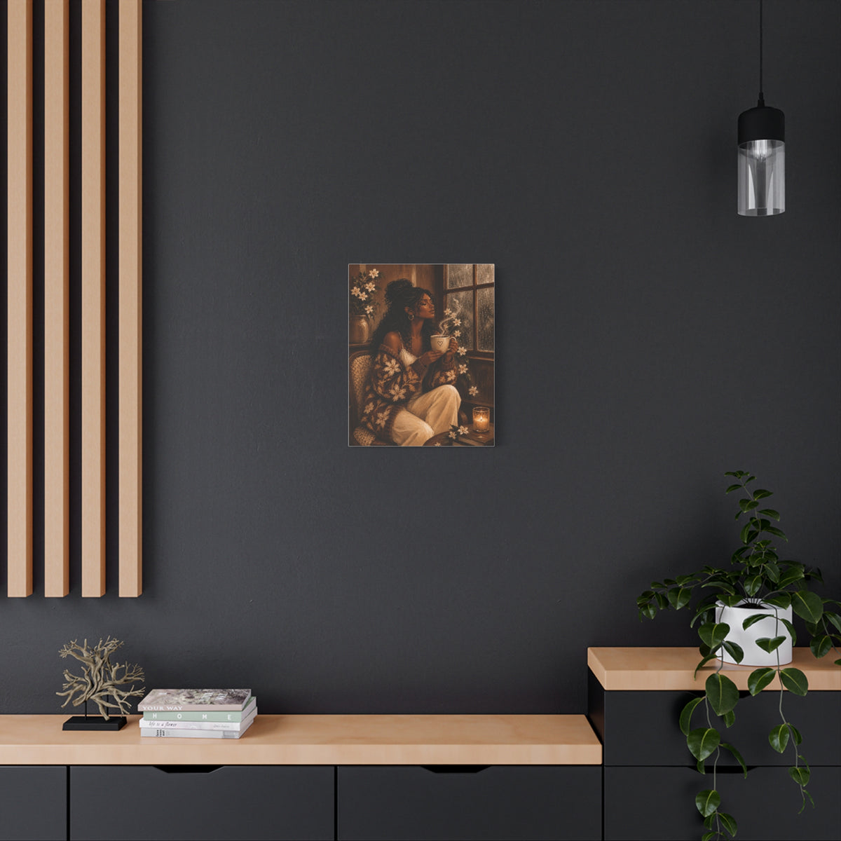 Warm Café Scene Stretched Wall Decor