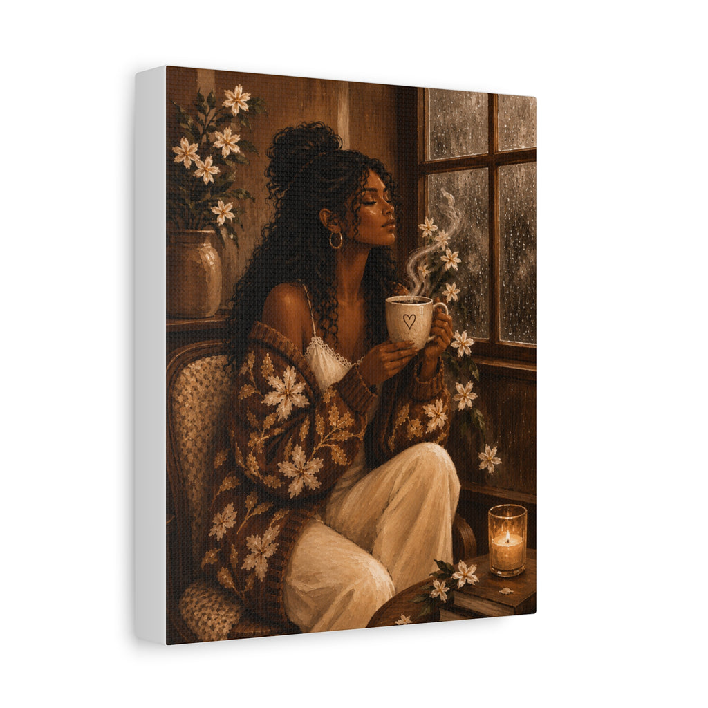 Warm Café Scene Stretched Wall Decor