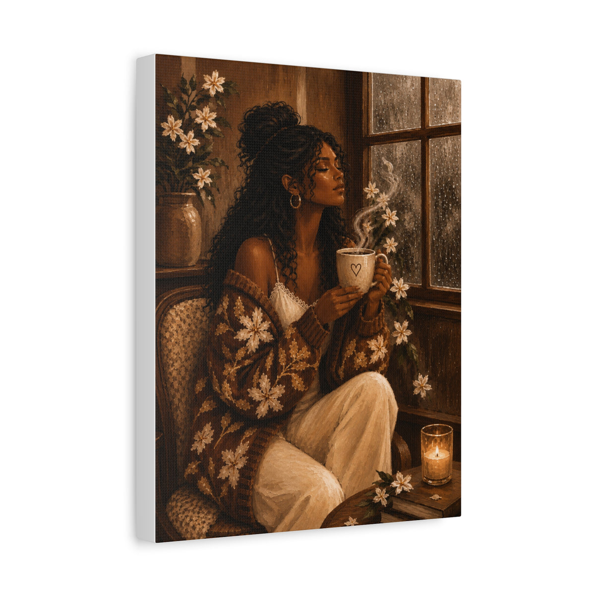 Warm Café Scene Stretched Wall Decor