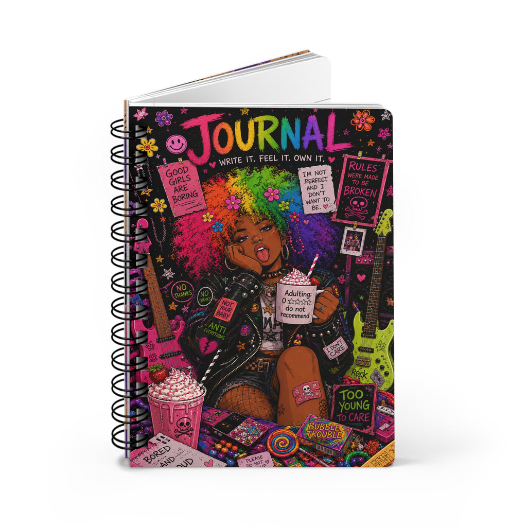 Journal — Bold Feminist Illustrated Spiral Notebook: "Your Story. Your Rules. Your Revolution."