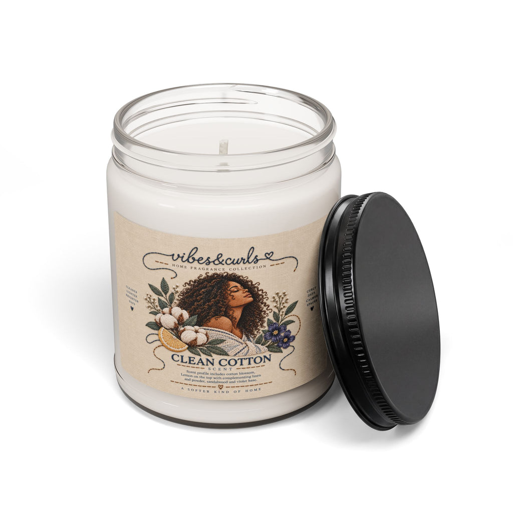 Clean Cotton Scented Soy Candle — 9oz Relaxing Cotton & Floral Jar