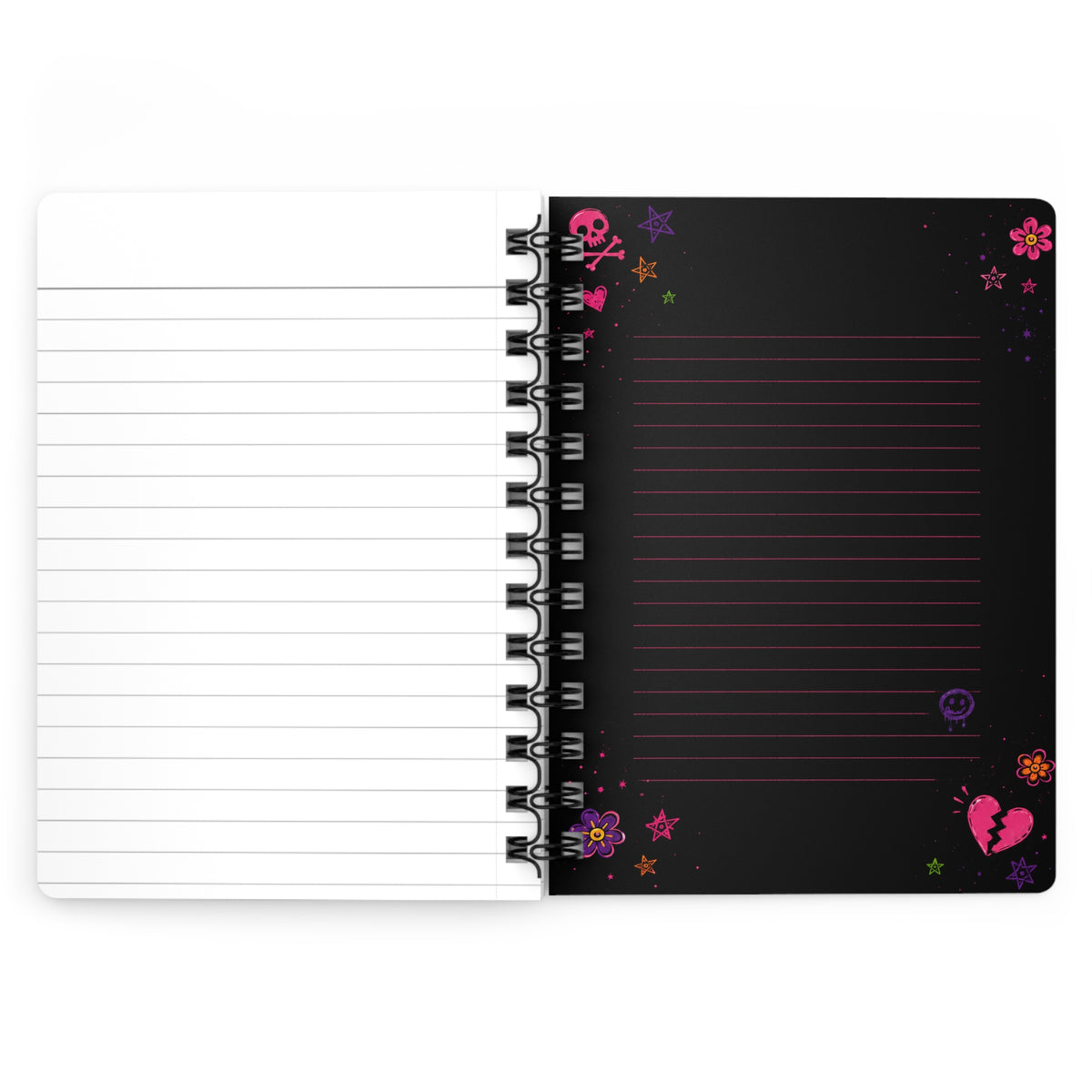 Spiral Notebook — Colorful Punk Girl Journal "Too Young to Care"