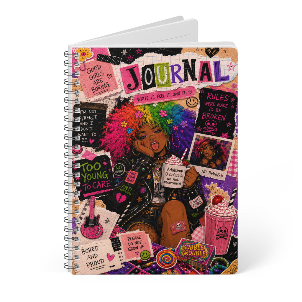 Colorful Punk Girl Journal — A5 Spiral Notebook (Wirobound Softcover)