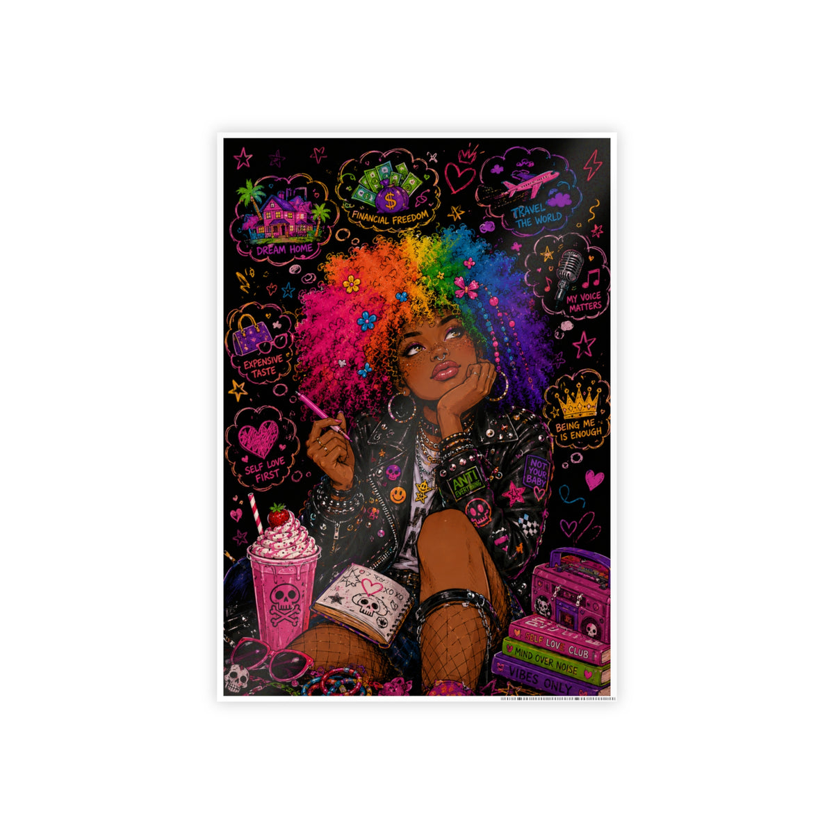 Gloss Poster — Rainbow Afro Girl Pop Art Print