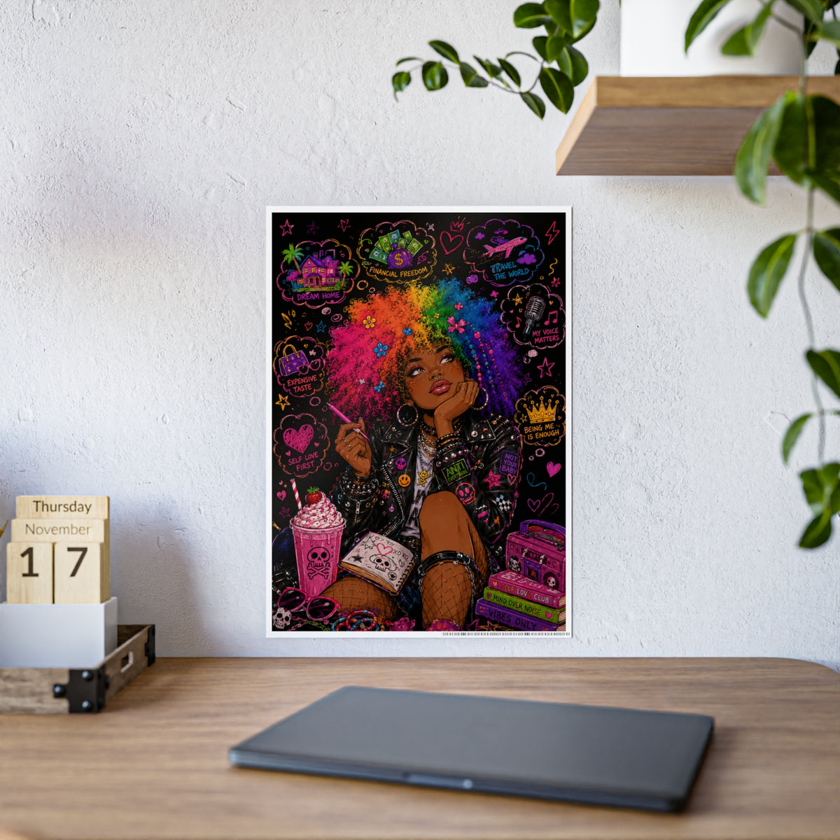 Gloss Poster — Rainbow Afro Girl Pop Art Print