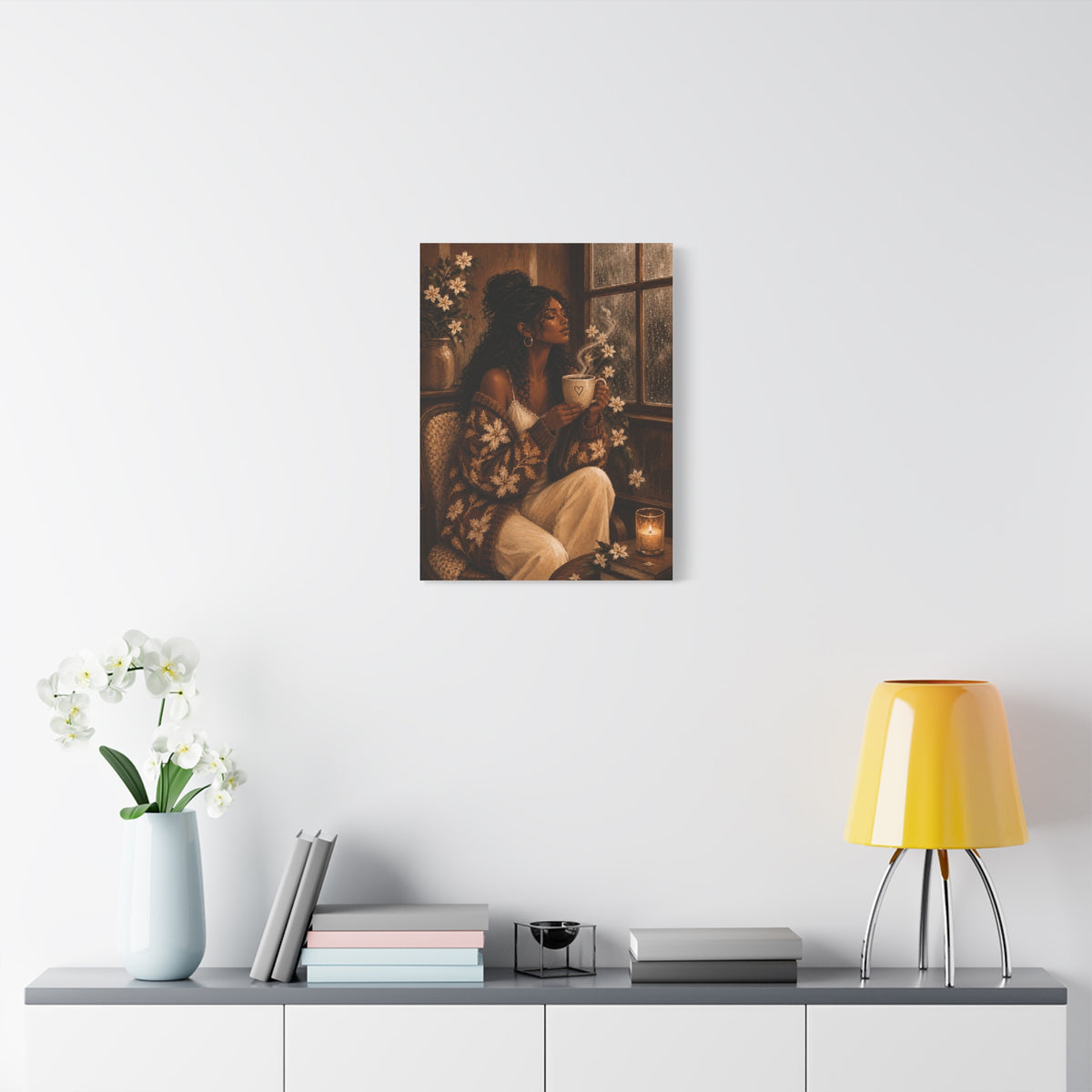 Warm Café Scene Stretched Wall Decor
