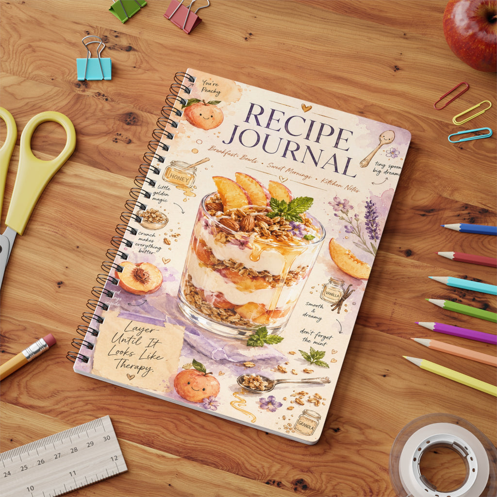 Peach Parfait Recipe Journal Notebook | Wirobound Softcover A5
