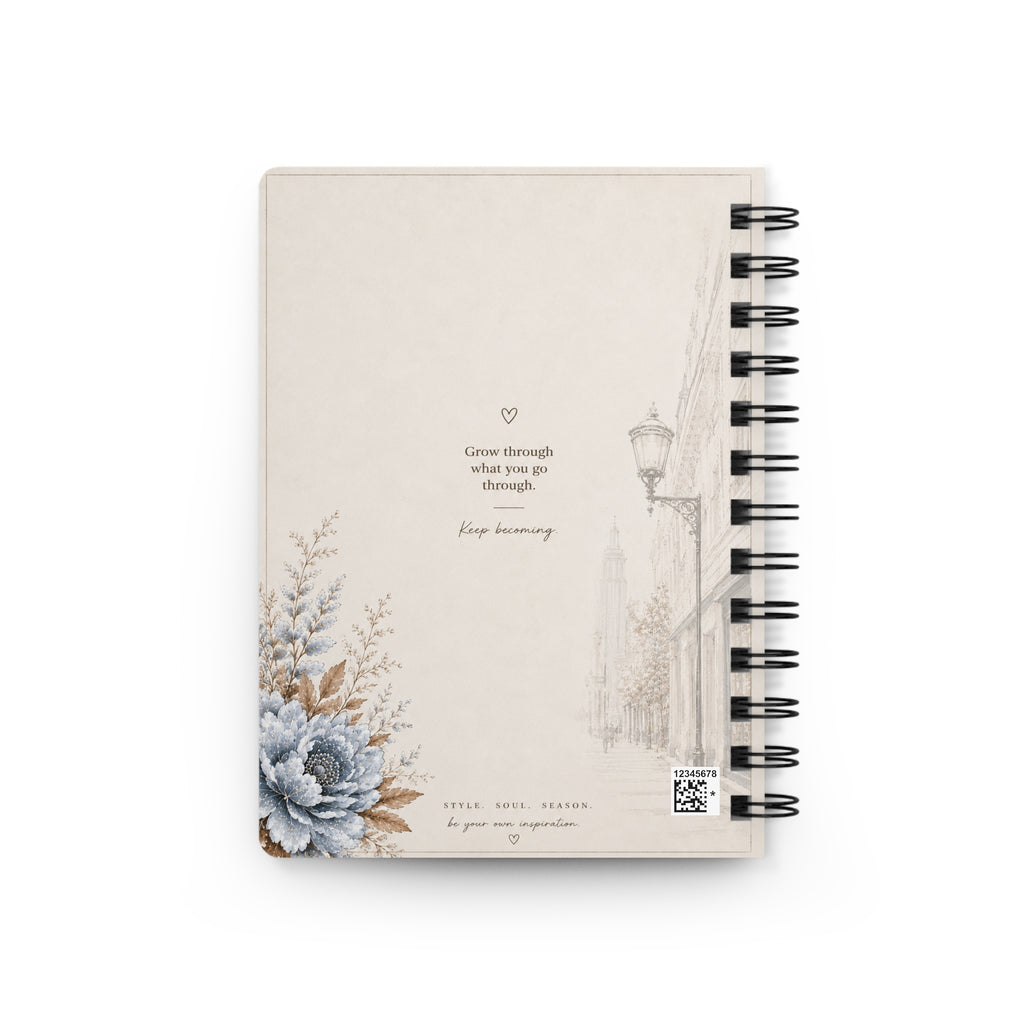 Cozy Coffee Street Style Spiral Journal | Floral Winter Aesthetic Notebook