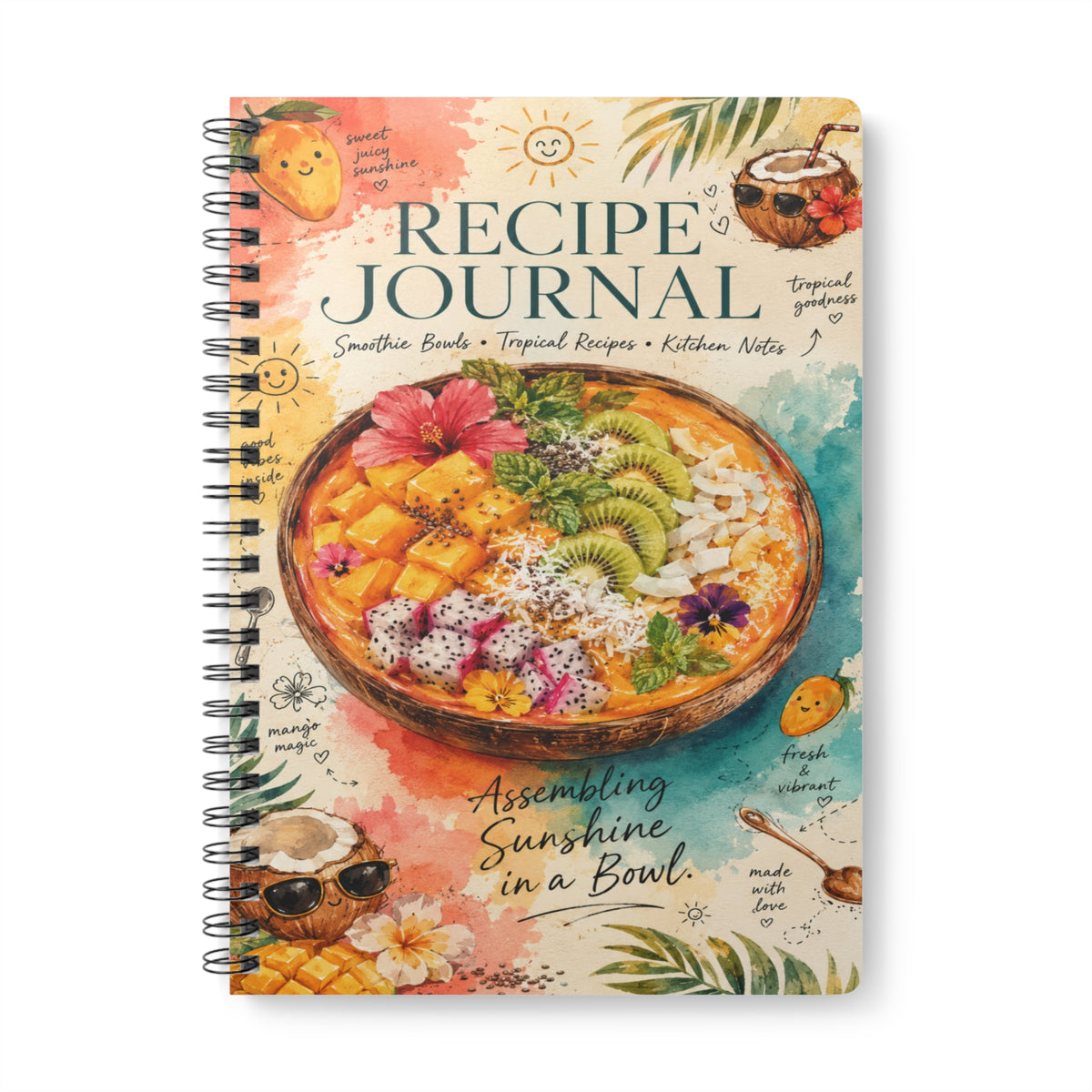 Tropical Smoothie Recipe Journal Wirobound Notebook | A5 Recipe Notebook