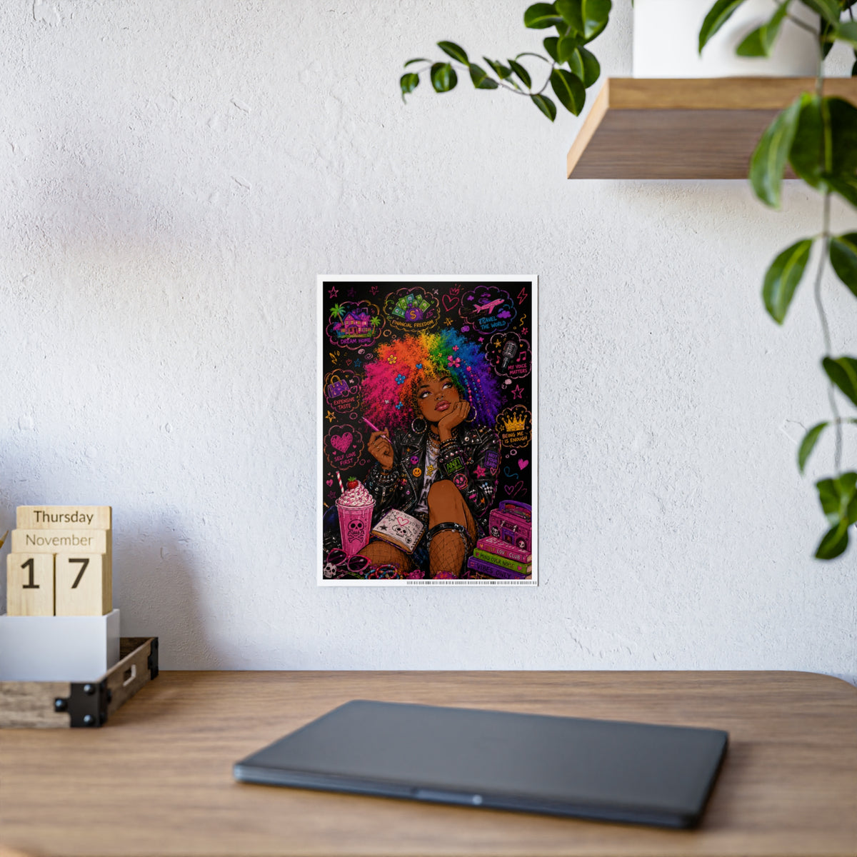 Gloss Poster — Rainbow Afro Girl Pop Art Print