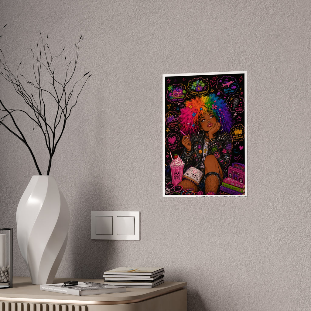 Gloss Poster — Rainbow Afro Girl Pop Art Print