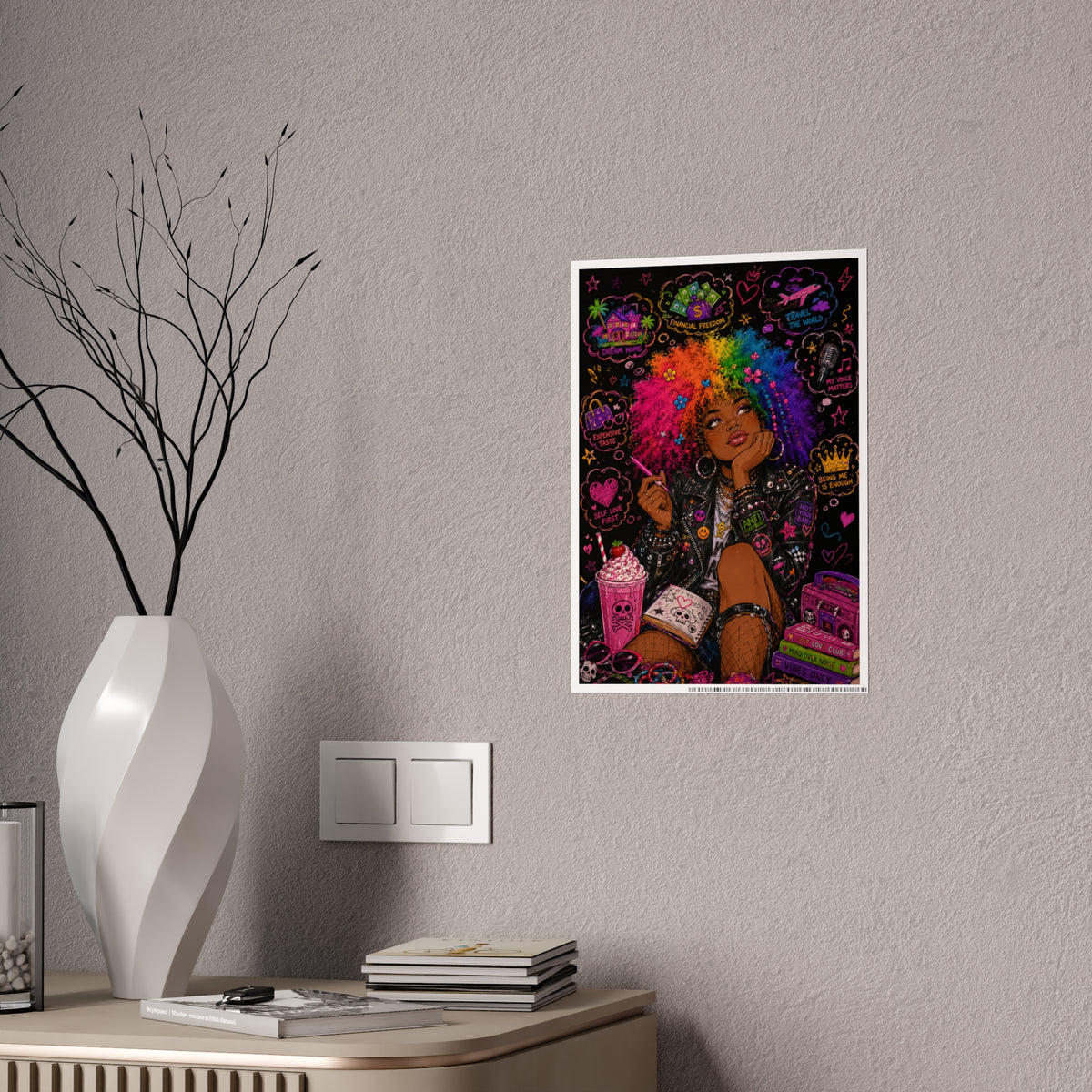 Gloss Poster — Rainbow Afro Girl Pop Art Print