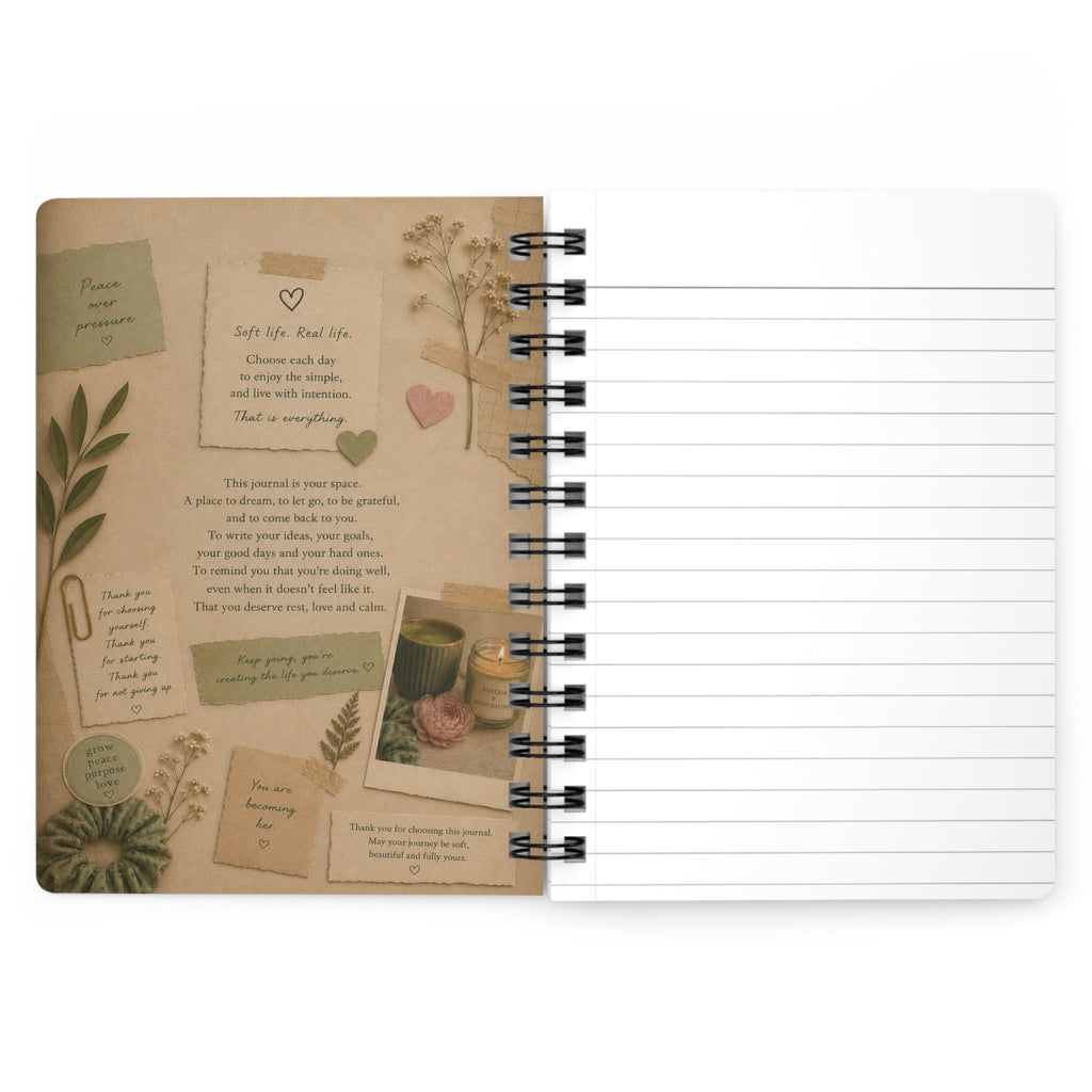 Cozy Self-Care Collage Spiral Bound Journal | Gratitude Notebook | Relaxing Aesthetic