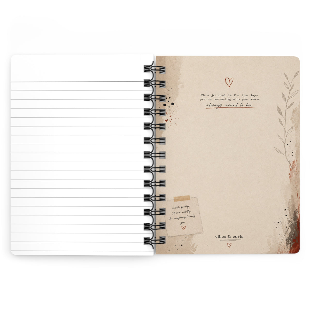 Spiral Journal — Urban Chic 'Journal Vibes & Curls' Notebook for Creative Women