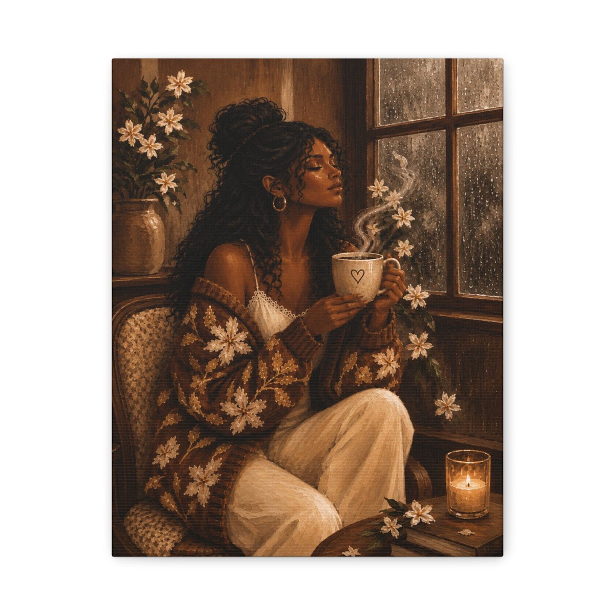 Warm Café Scene Stretched Wall Decor