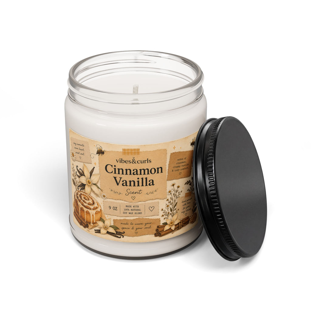 Cinnamon Vanilla Soy Candle — 9oz Scented Jar (Warm Bakery + Cozy Spice)