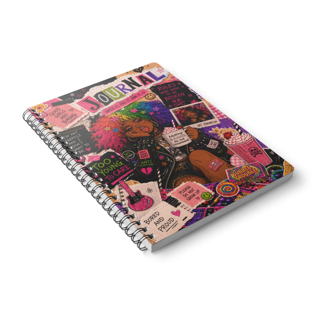 Colorful Punk Girl Journal — A5 Spiral Notebook (Wirobound Softcover)