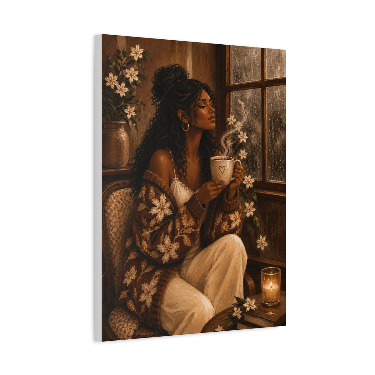 Warm Café Scene Stretched Wall Decor