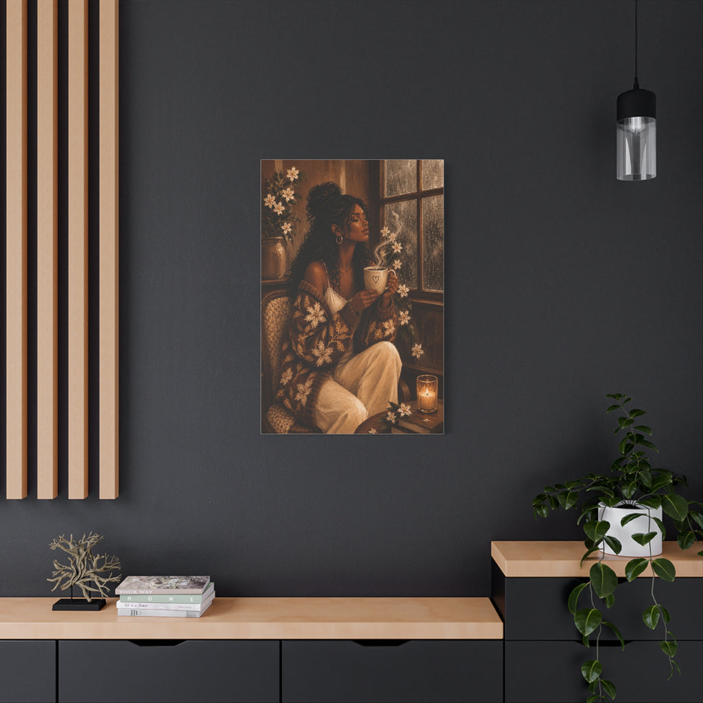 Warm Café Scene Stretched Wall Decor