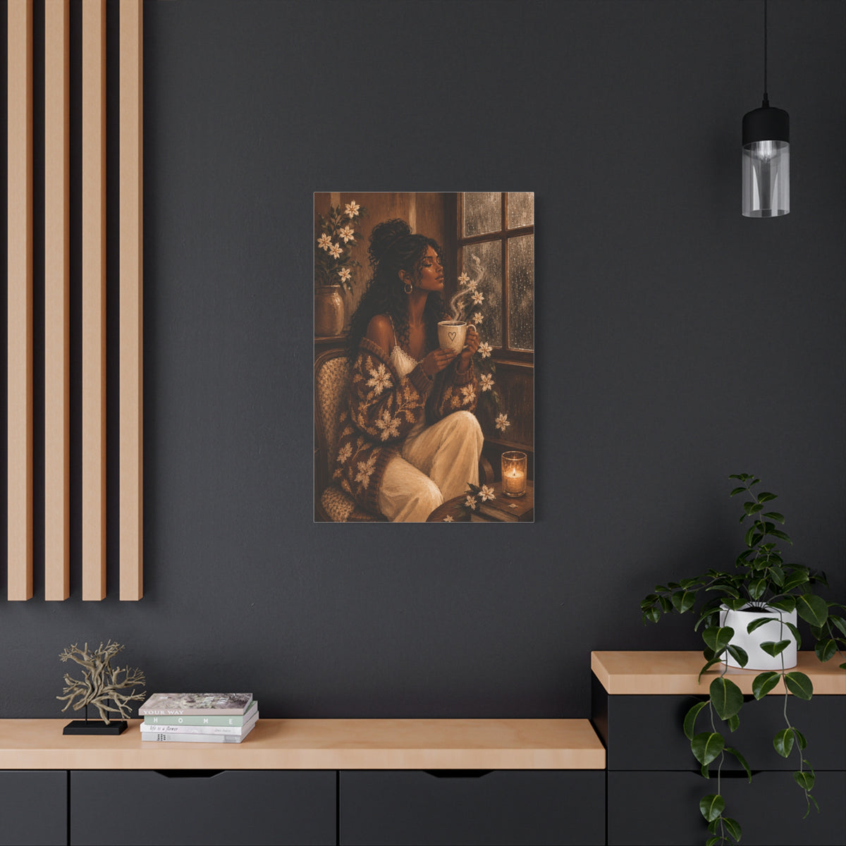 Warm Café Scene Stretched Wall Decor